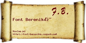 Font Bereniké névjegykártya
